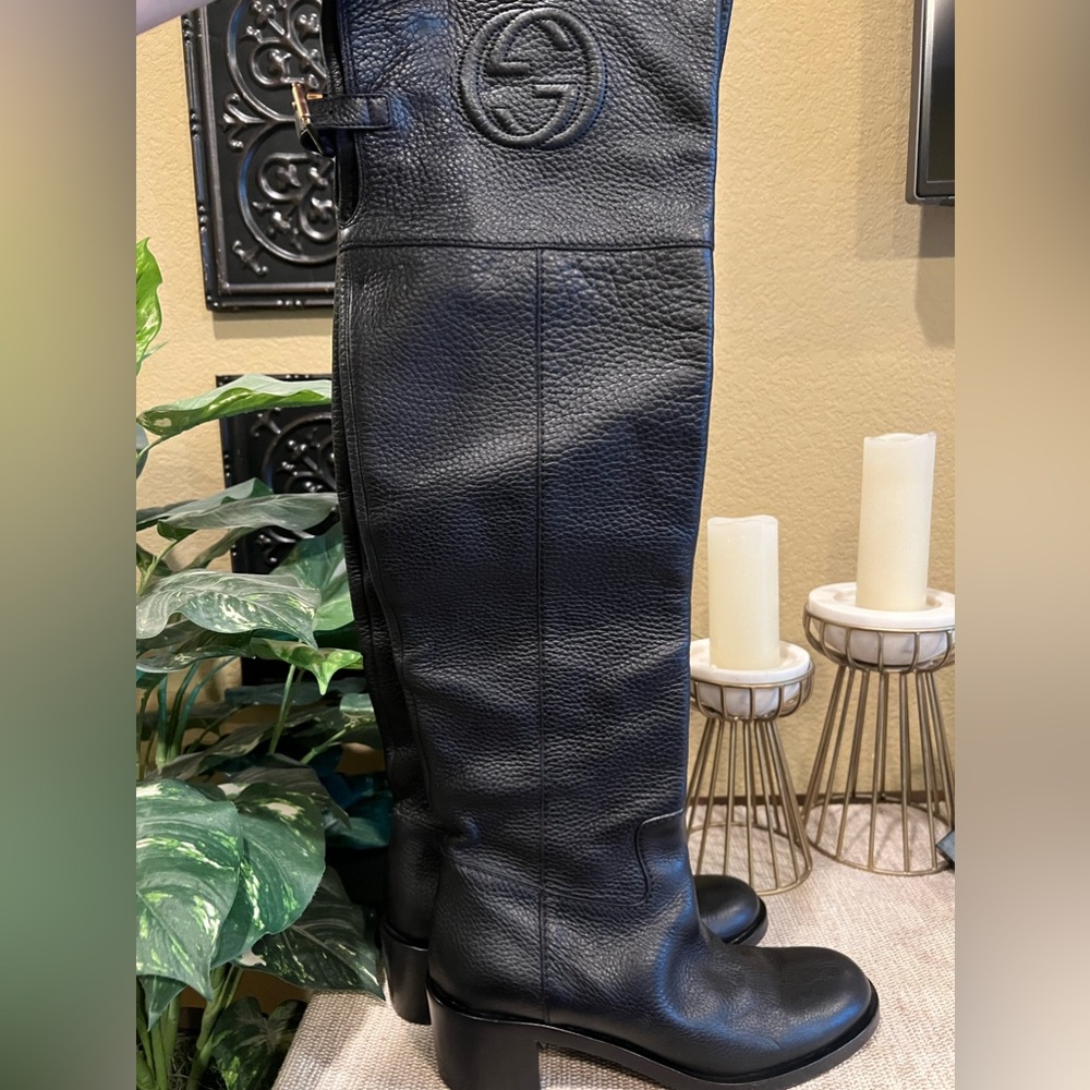 SOLD ! Gucci soho over the knee black leather boots size 39